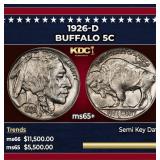 1926-d Buffalo Nickel 5c ms65+ SEGS