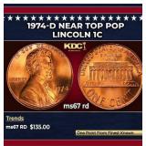 1974-d Lincoln Cent Near Top Pop 1c ms67 rd SEGS