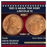 1921-s Lincoln Cent Near Top Pop! 1c ms64+ rd SEGS