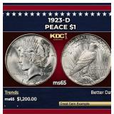 1923-d Peace Dollar $1 ms65 SEGS