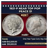 1921-p Peace Dollar Near Top Pop $1 ms66+ SEGS