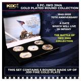 5 Coin Iwo Jima Gold Plated Round Collection