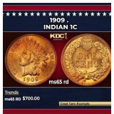1909 Indian Cent . 1c Grades ms65 rd