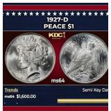 1927-d Peace Dollar $1 ms64 SEGS
