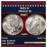 1923-d Peace Dollar $1 Grades ms64+