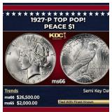 1927-p Peace Dollar TOP POP! $1 ms66 SEGS