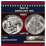 1941-d Mercury Dime 10c ms67 fsb SEGS