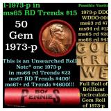 BU Shotgun Lincoln 1c roll, 1973-p 50 pcs Bank Wra