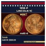 1918-p Lincoln Cent 1c Grades ms65 rd