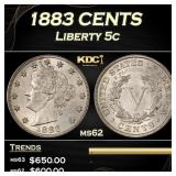 1883 CENTS Liberty Nickel 5c Grades ms62