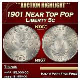 1901 Liberty Nickel Near Top Pop 5c ms67 SEGS