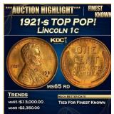 1921-s Lincoln Cent TOP POP! 1c ms65 rd SEGS