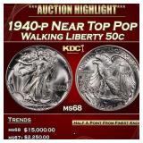 1940-p Walking Liberty Half Dollar Near Top Pop 50