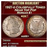 1921-d Morgan Dollar Colorfully Toned Near Top Pop
