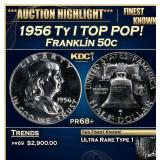 1956 Ty I Proof Franklin Half Dollar TOP POP! 50c