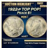 1922-p Peace Dollar TOP POP! $1 ms67 SEGS