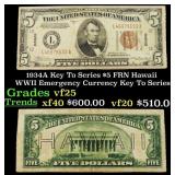 1934A $5 FRN Hawaii WWII Emergency Currency Key To