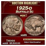 1925-d Buffalo Nickel 5c ms65 SEGS