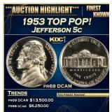 1953 Proof Jefferson Nickel TOP POP! 5c pr69 DCAM