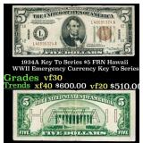 1934A $5 FRN Hawaii WWII Emergency Currency Key To