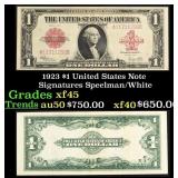 1923 $1 United States Note Grades xf+ Signatures S