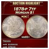 1878-p 7tf Morgan Dollar $1 ms65+ SEGS