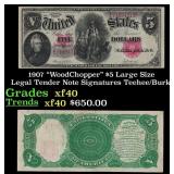 1907 $5 Large Size Legal Tender Note "WoodChopper"