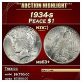 1934-s Peace Dollar $1 ms63+ USCG