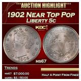 1902 Liberty Nickel Near Top Pop 5c ms67 SEGS