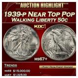 1939-p Walking Liberty Half Dollar Near Top Pop 50