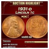 1931-d Lincoln Cent 1c ms66 rb SEGS