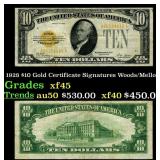 1928 $10 Gold Certificate Signatures Woods/Mellon