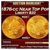 1876-cc Gold Liberty Double Eagle Near Top Pop $20