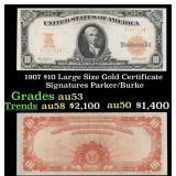 1907 $10 Large Size Gold Certificate Grades Select
