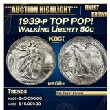 1939-p Walking Liberty Half Dollar TOP POP! 50c ms
