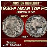 1930-p Buffalo Nickel Near Top Pop 5c ms67 SEGS