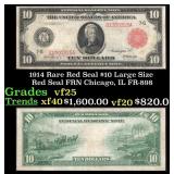 1914 $10 Large Size Red Seal FRN Rare Red Seal Chi