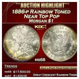 1886-p Morgan Dollar Rainbow Toned Near Top Pop $1