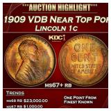 1909 VDB Lincoln Cent Near Top Pop 1c ms67+ rb SEG