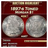 1897-s Morgan Dollar Toned $1 ms67 SEGS