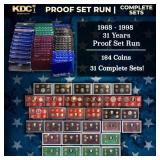 1968-1998 30 Years Proof Set Run - 164 Coins, 31 C