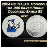 2024 GO TO JAIL Monopoly 1oz .999 Silver Round Col