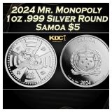2024 Mr. Monopoly 1oz .999 Silver Round Samoa Roun
