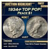 1934-p Peace Dollar TOP POP! $1 ms67 SEGS