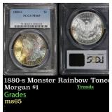 PCGS 1880-s Morgan Dollar Monster Rainbow Toned $1