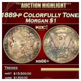 1889-p Morgan Dollar Colorfully Toned  $1 ms66+ SE
