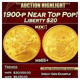 1900-p Gold Liberty Double Eagle Near Top Pop! $20