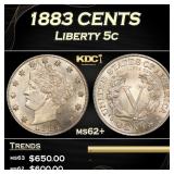 1883 CENTS Liberty Nickel 5c Grades ms62+