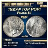 1927-p Peace Dollar TOP POP! $1 ms66 SEGS