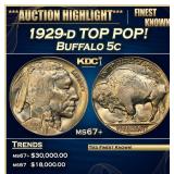 1929-d Buffalo Nickel TOP POP! 5c ms67+ SEGS
